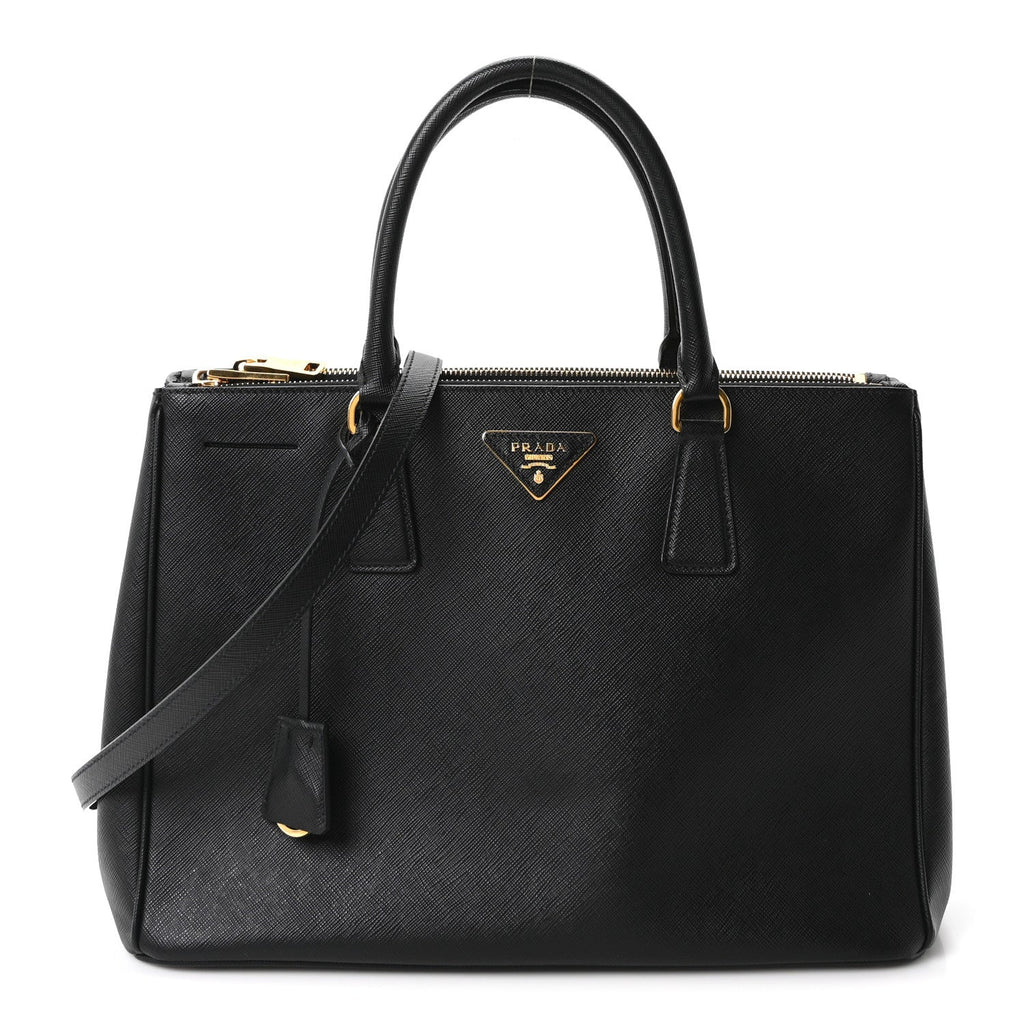 Saffiano Lux Large Galleria Double Zip Tote Black