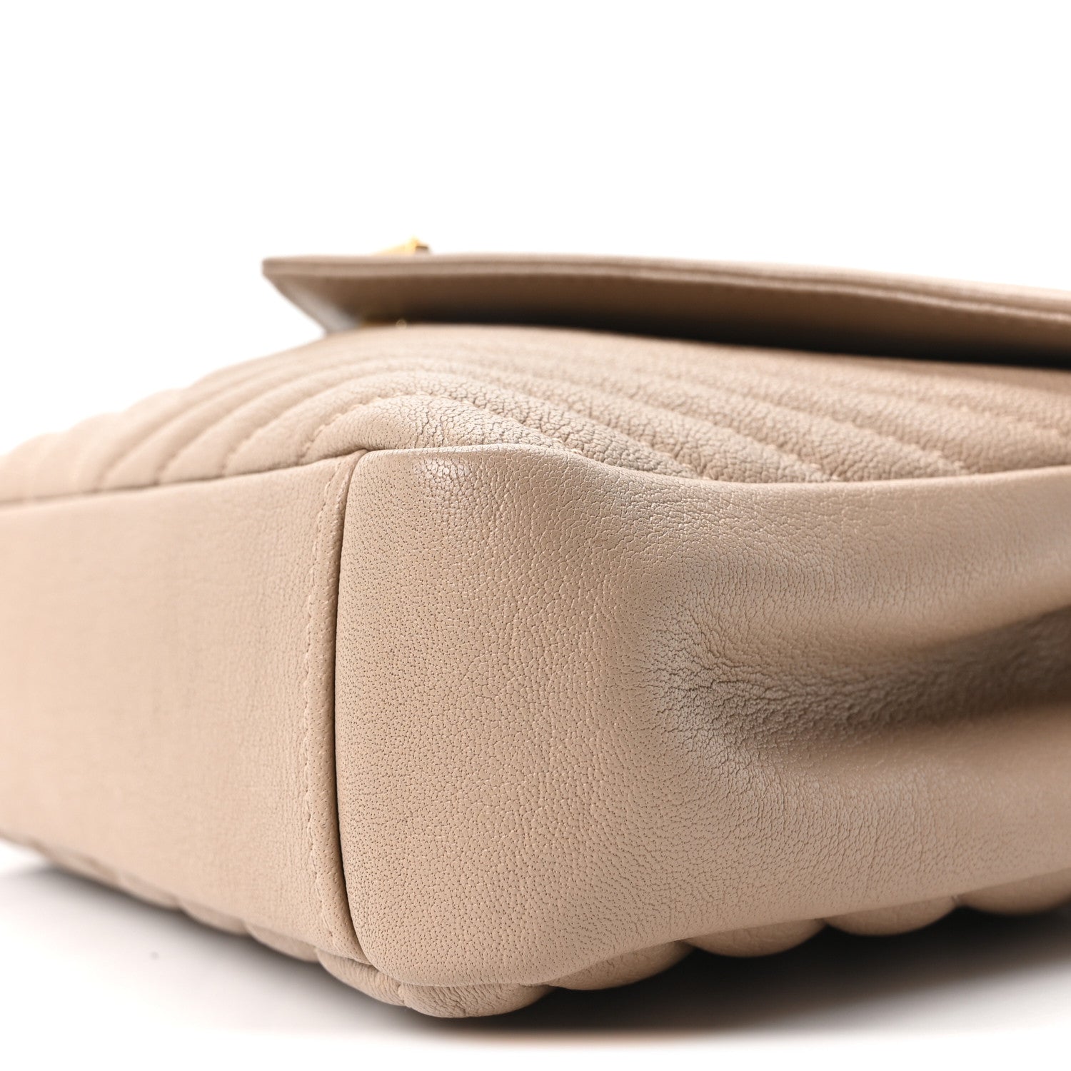 Sheepskin Matelasse Chevron Monogram Medium College Bag Dark Beige