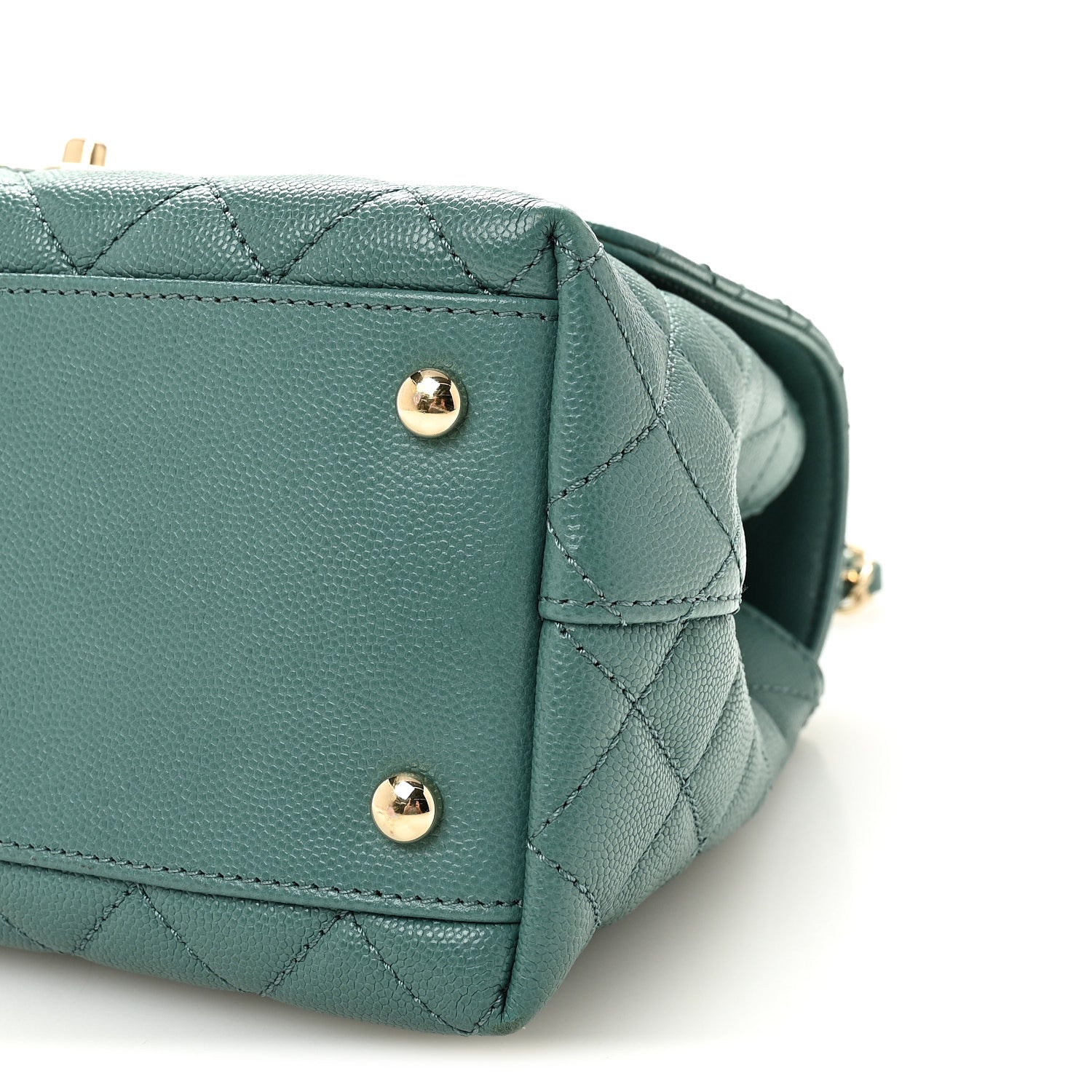 Caviar Quilted Lizard Embossed Small Coco Handle Flap Green