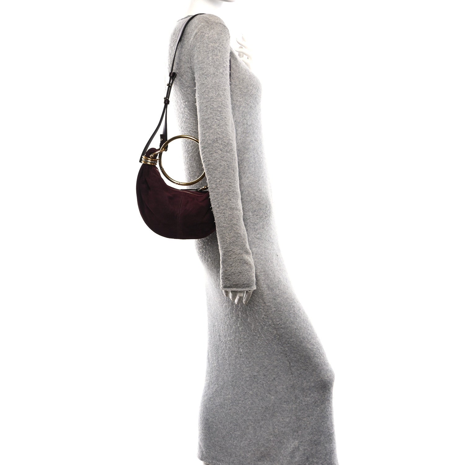 Suede Mini Bracelet Hobo Bag Deep Violine