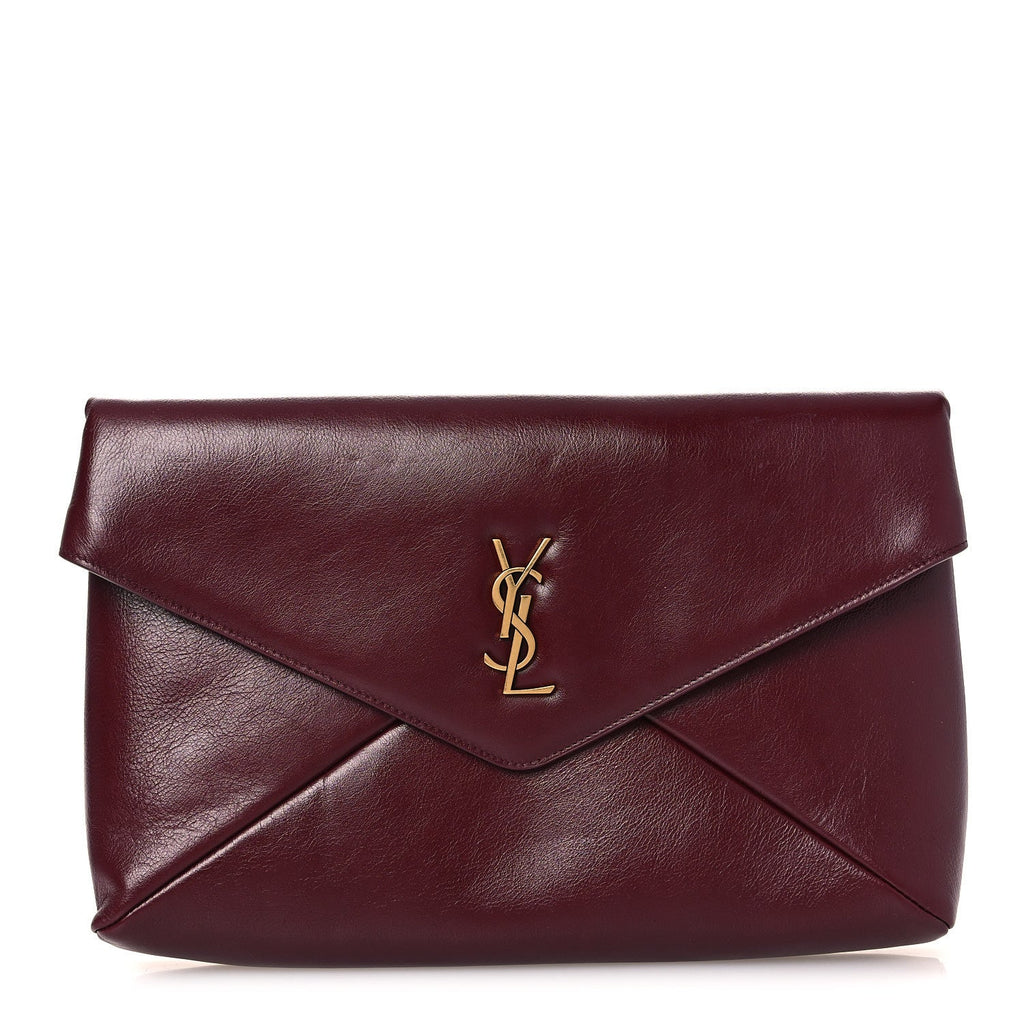 Lambskin Large Cassandre Envelope Pouch Dark Ruby