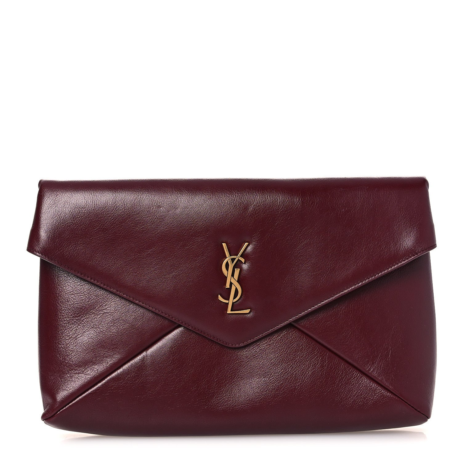 Lambskin Large Cassandre Envelope Pouch Dark Ruby