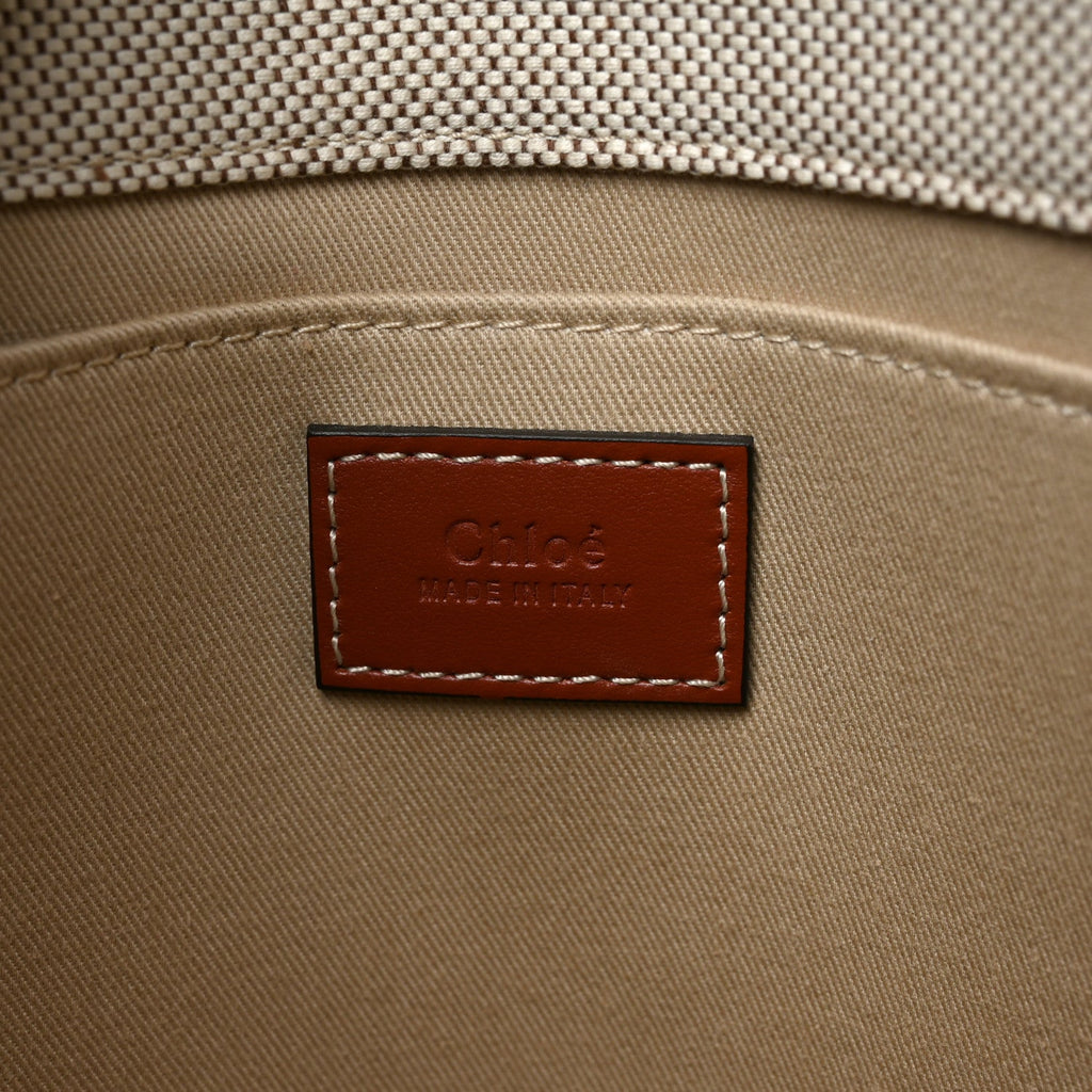 Cotton Calfskin Large Woody Ribbon Tote White Brown