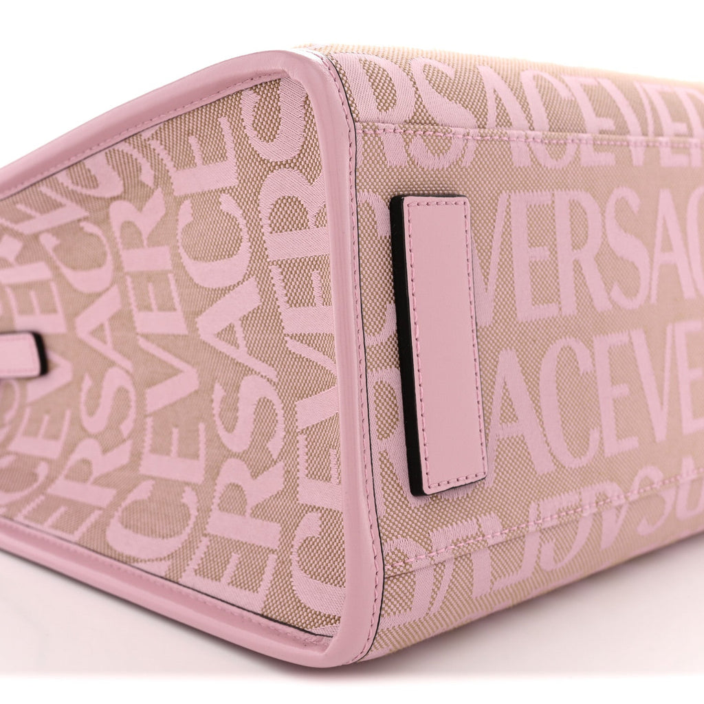 Canvas Calfskin Allover La Medusa Small Tote Pink