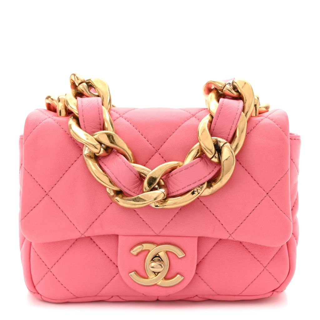 Lambskin Quilted Mini Funky Town Flap Pink