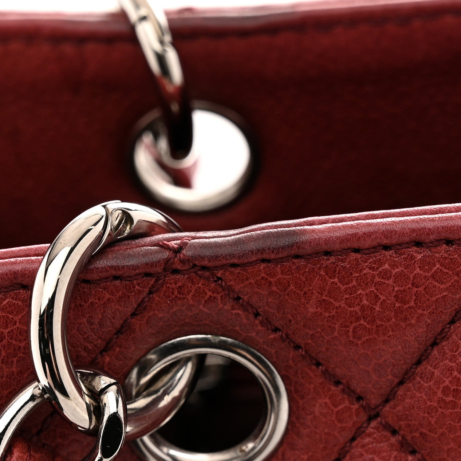 Caviar Quilted Petit Shopping Tote PST Red