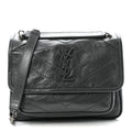 Crinkled Calfskin Matelasse Monogram Baby Niki Chain Satchel Storm