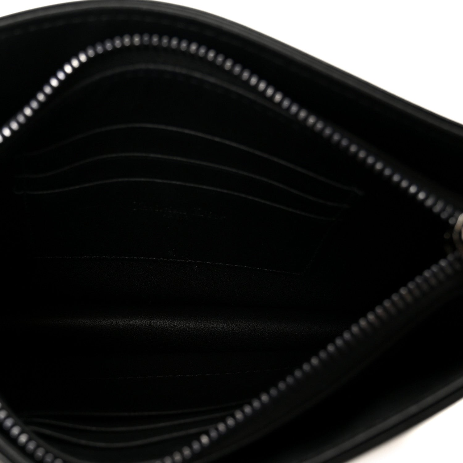 Calfskin Macrocannage Diamond Caro Zipped Pouch With Chain Black