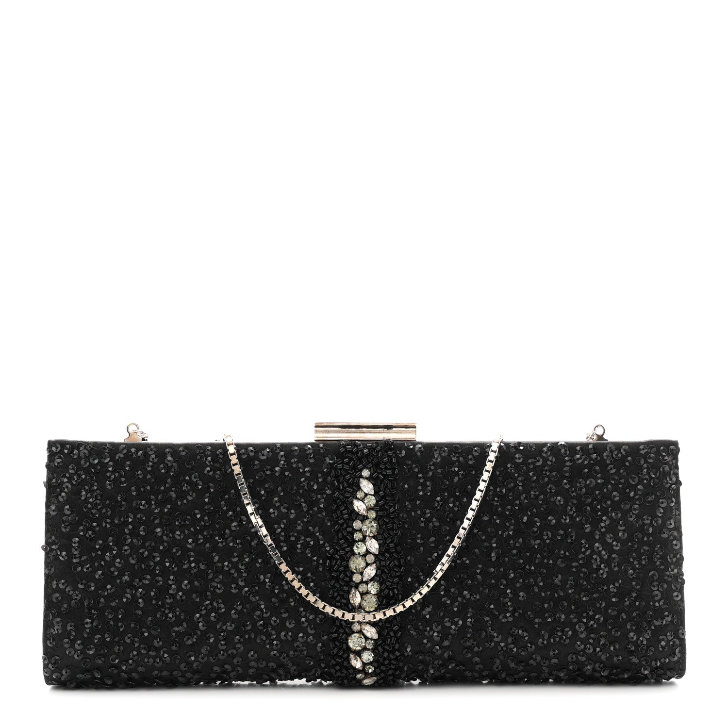 Satin Sequin Kameron Clutch Black