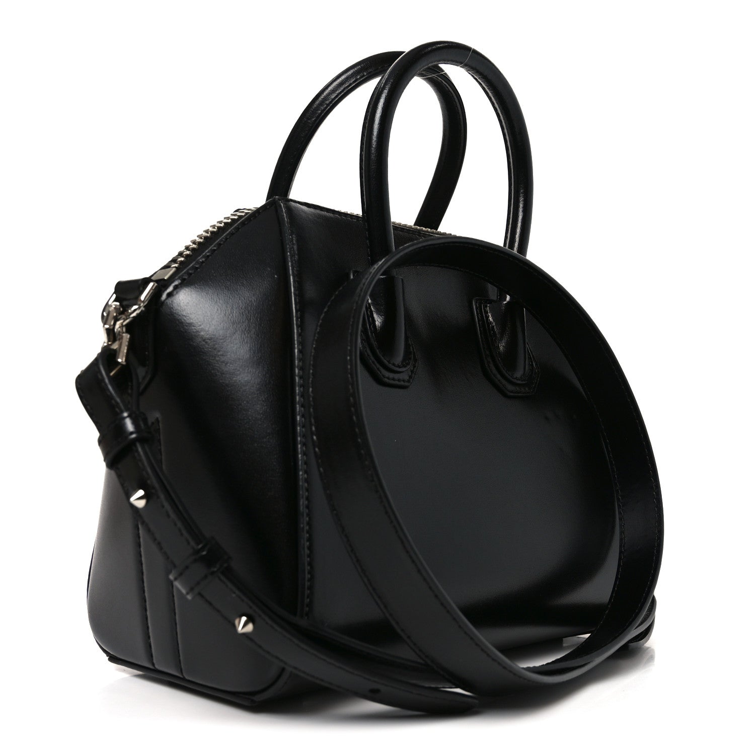 Shiny Lord Calfskin Mini Antigona Black