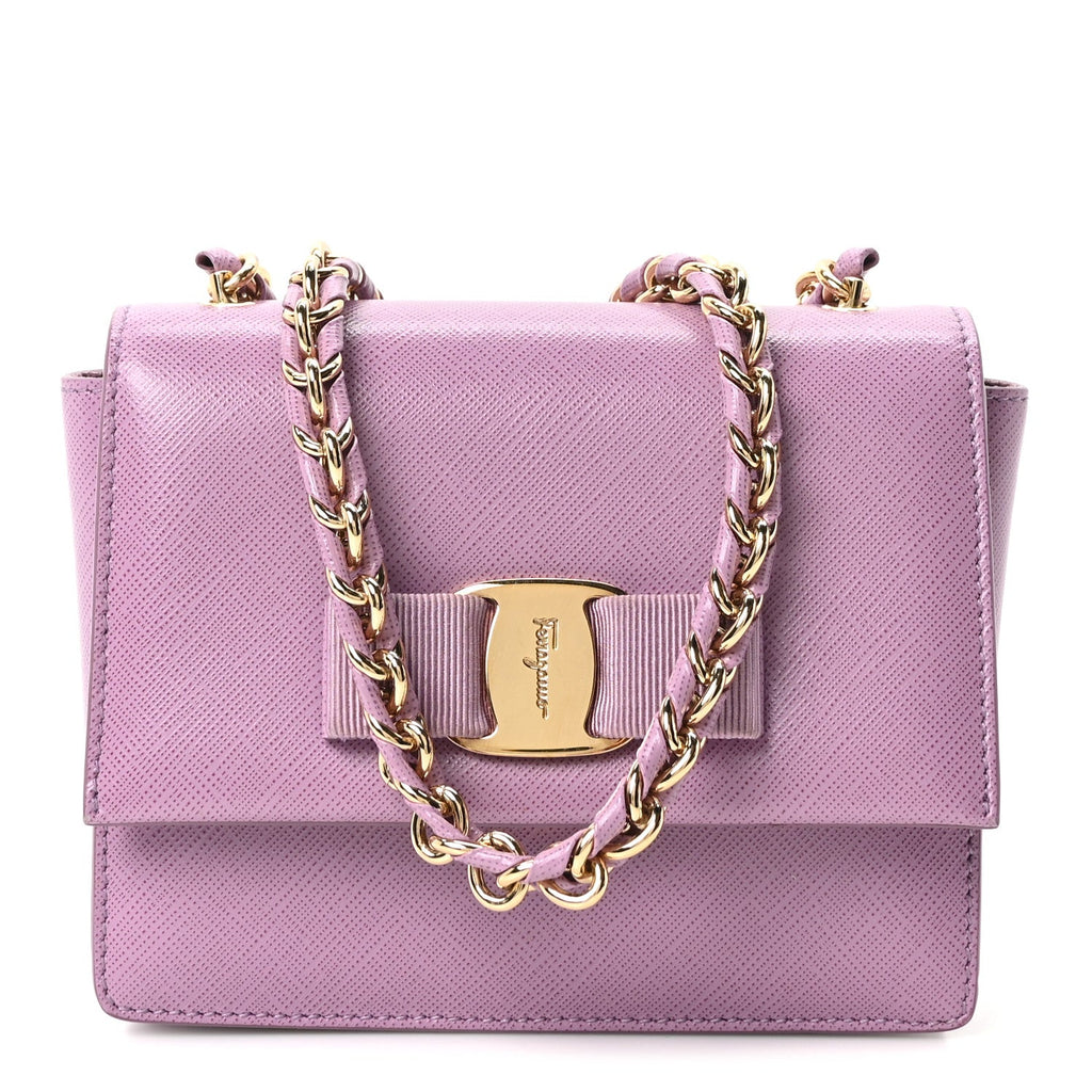 Printed Calfskin Ginny Crossbody Bag Purple