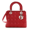Lambskin Cannage Medium Lady Dior Red