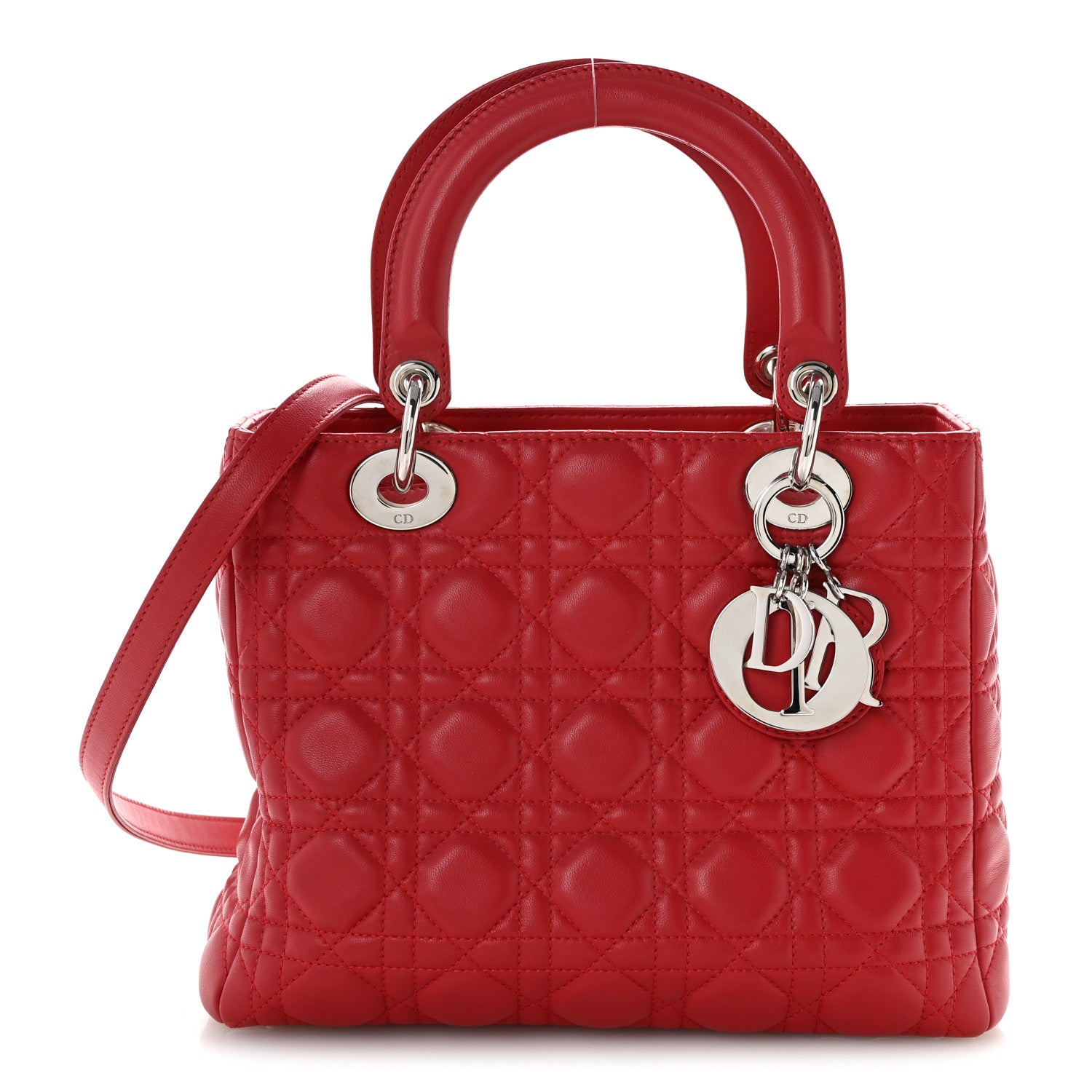 Lambskin Cannage Medium Lady Dior Red