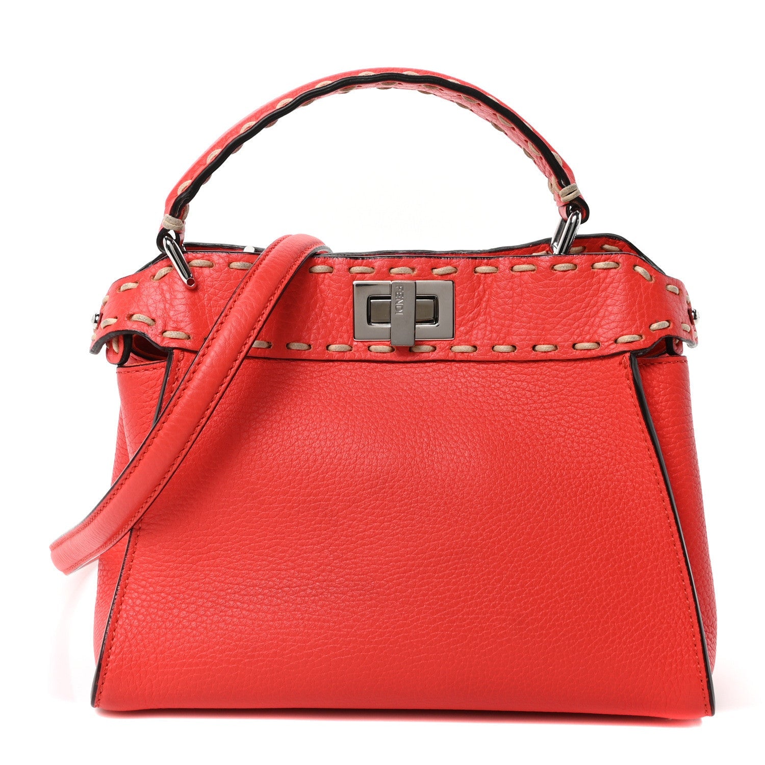 Vitello Granato Camoscio Selleria Macro Stitchings Mini Peekaboo I SEE U Satchel Tullipano