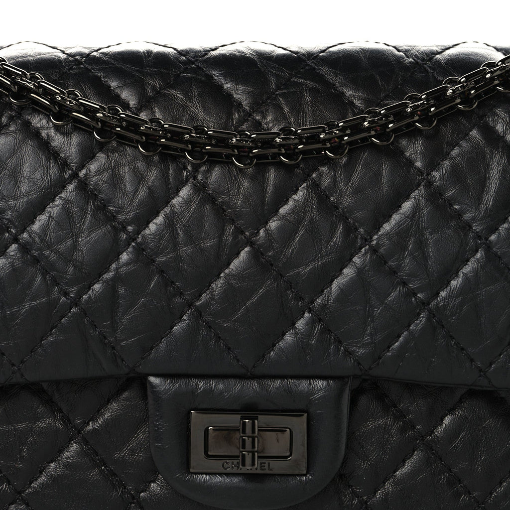 Aged Calfskin Quilted 2.55 Reissue 225 Flap So Black