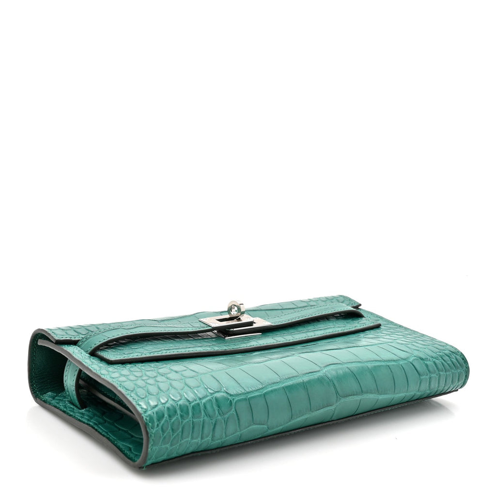 Matte Alligator Kelly To Go Wallet Malachite