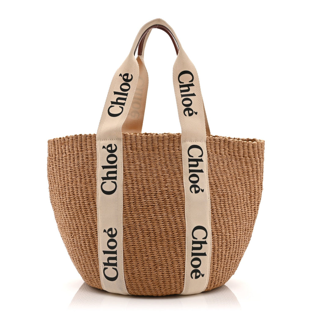 Raffia Medium Woody Tote White