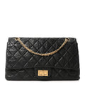 Aged Calfskin Quilted 2.55 Reissue 227 Flap Black