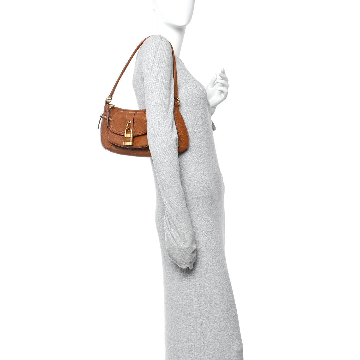 Grained Calfskin The 99 Shoulder Bag Motty Grey Clay Brown