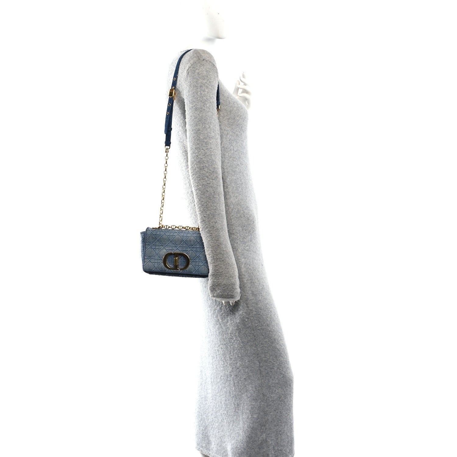 Denim Cannage Small Caro Bag Blue