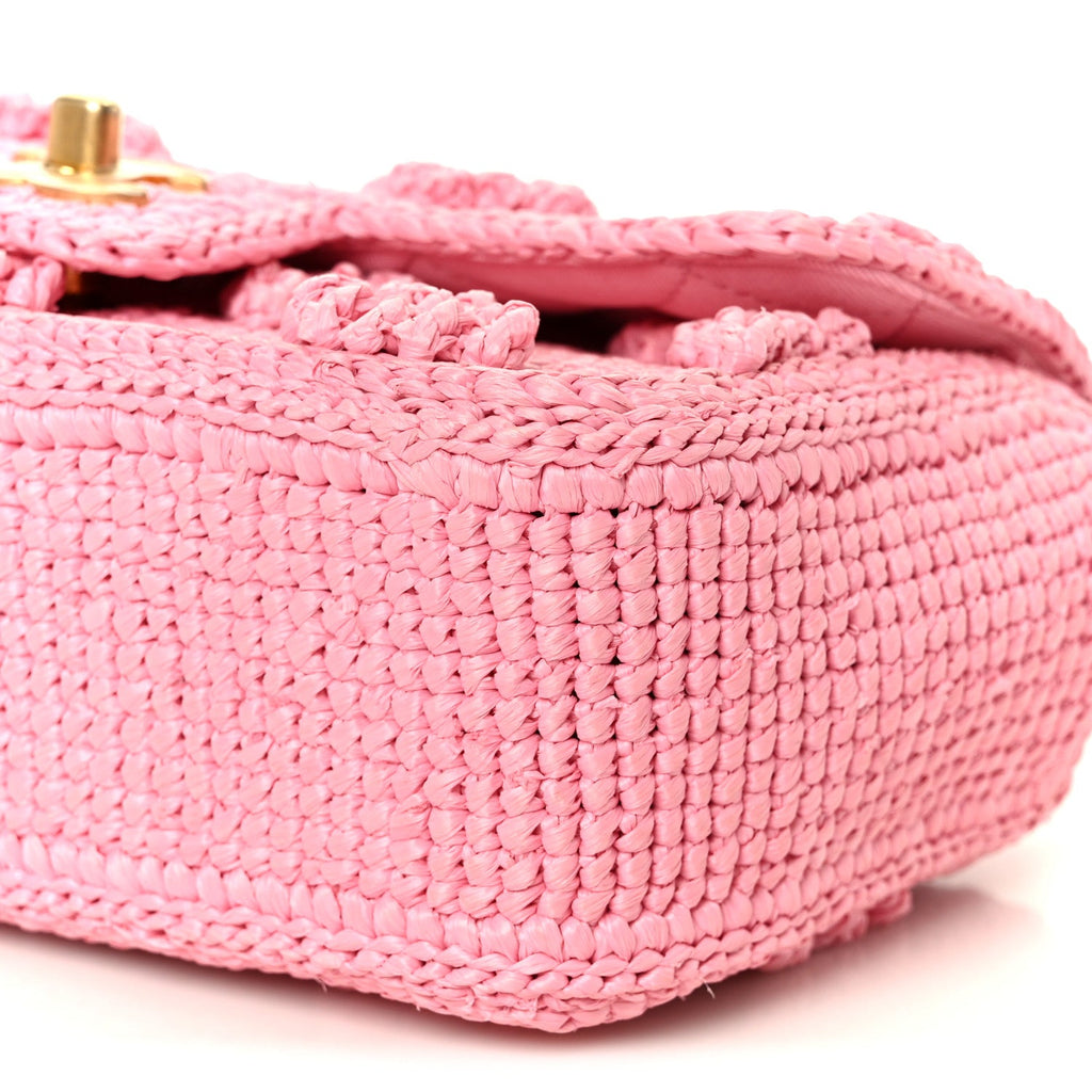 Raffia Small Dolce Raffia Flap Bag Pink