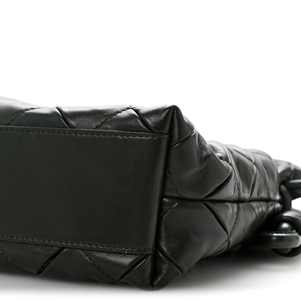 Calfskin Quilted Flamenco Knot Clutch Verde