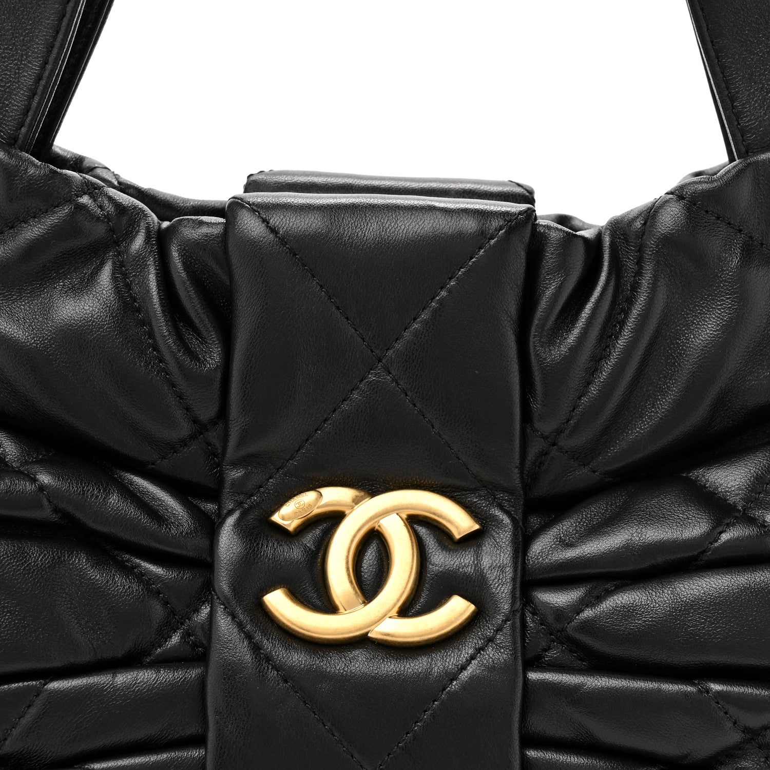 Lambskin Quilted Bow Bag Black