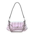 Iridescent Nappa Vertical Matelasse Small Maxi Horsebit Chain Shoulder Bag Escape Pink