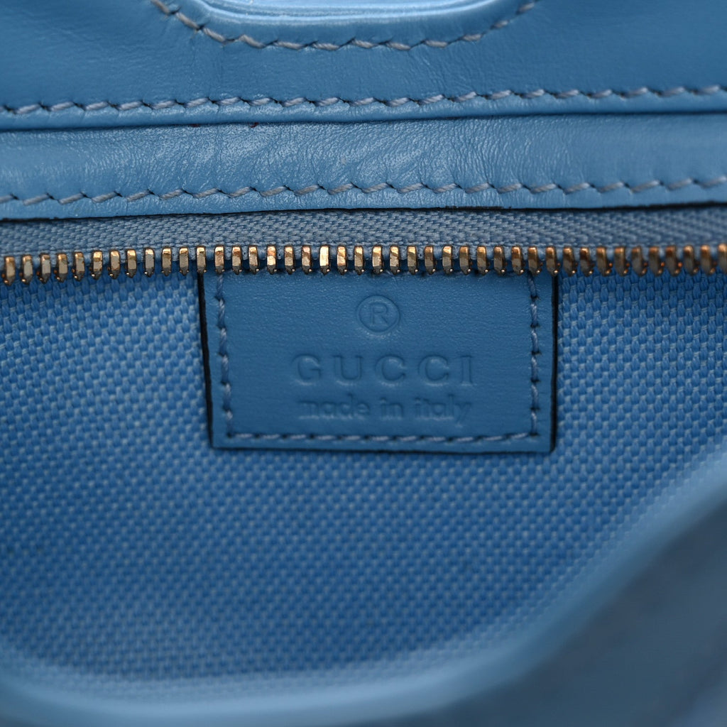 Calfskin Monogram Mini Moon Side Shoulder Bag Blue Blue