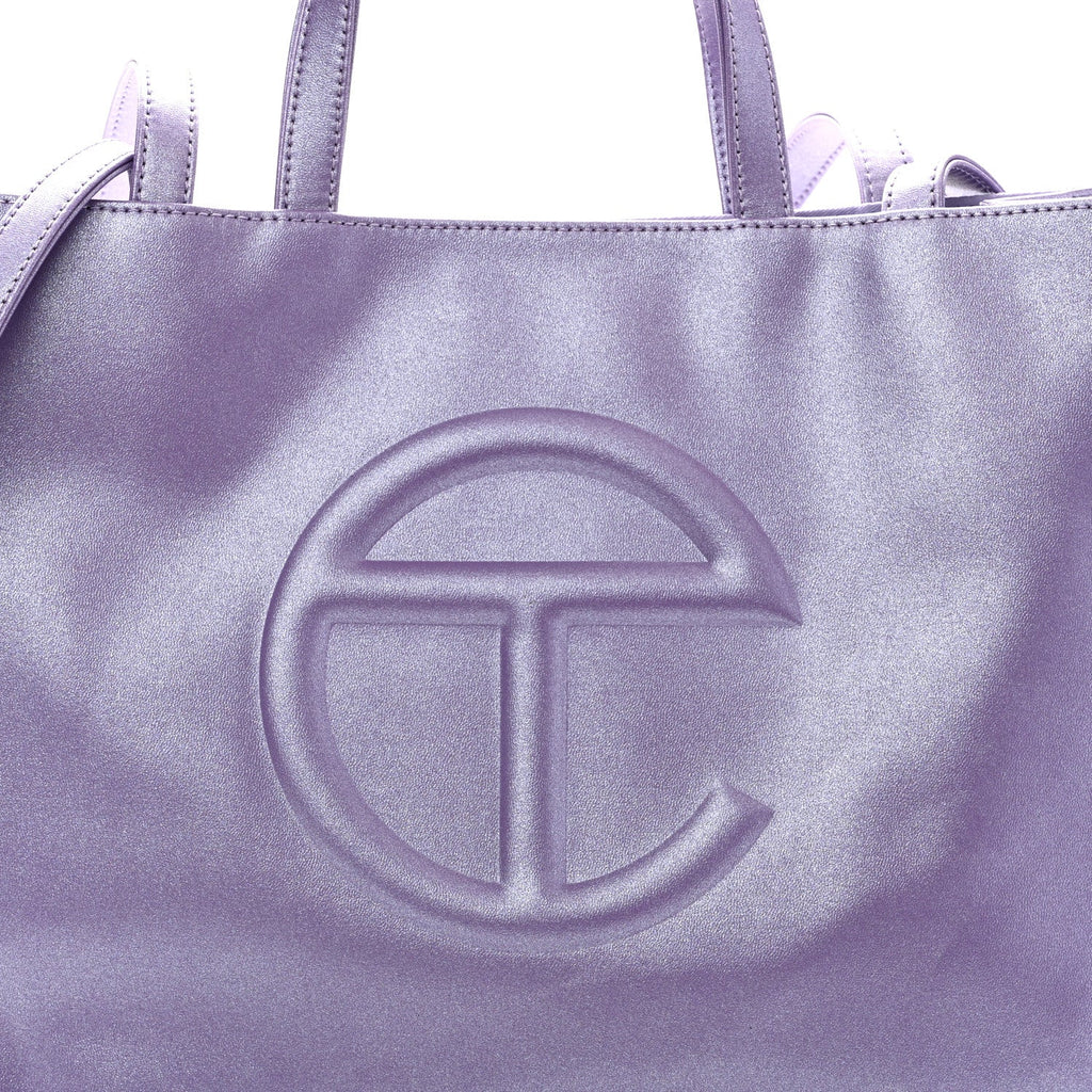 Metallic Vegan Leather Medium Shopping Bag Kush