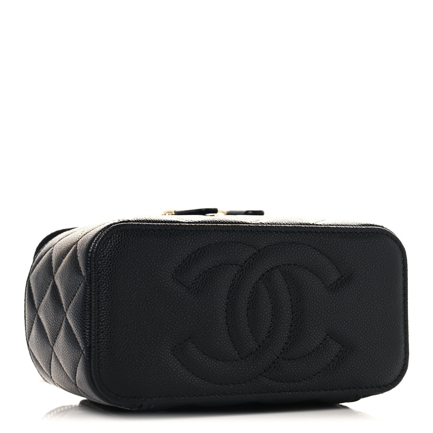 Caviar Quilted Small Vanity Case With Chain Black