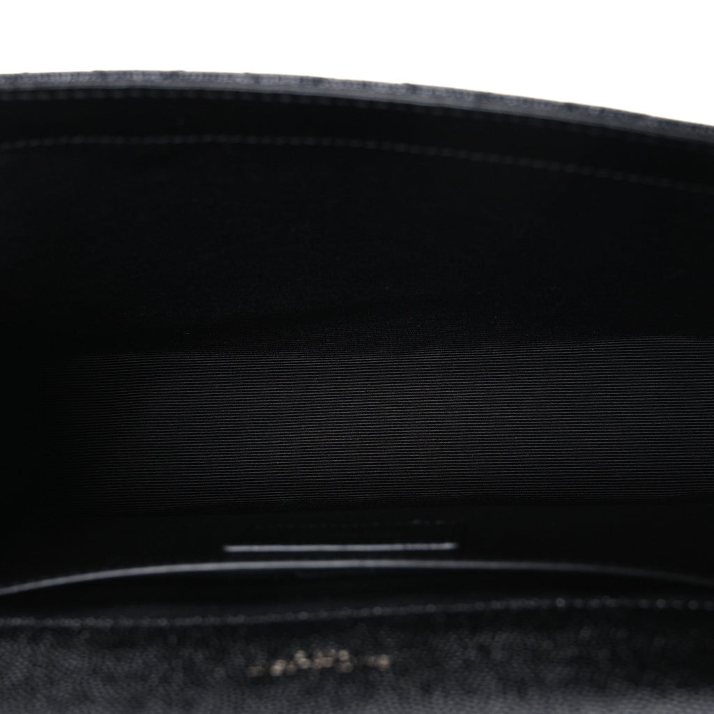 Grain De Poudre Textured Mixed Matelasse Triquilt Medium Monogram Monochrome Satchel Black