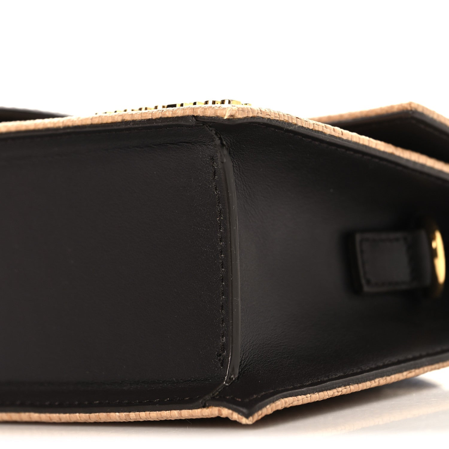 Raffia Smooth Calfskin Le Grand Bambino Natural Dark Brown