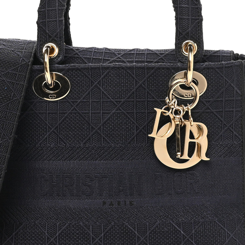 Canvas Embroidered Cannage Medium Lady D-Lite Navy