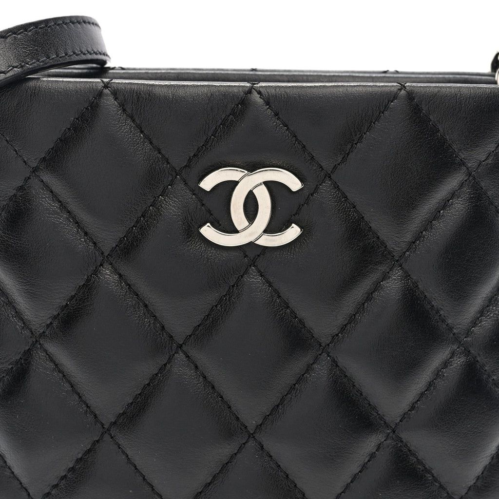 Calfskin Quilted Crossbody Bag Black
