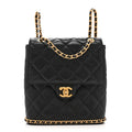 Caviar Quilted Camellia Chain Around Backpack Black