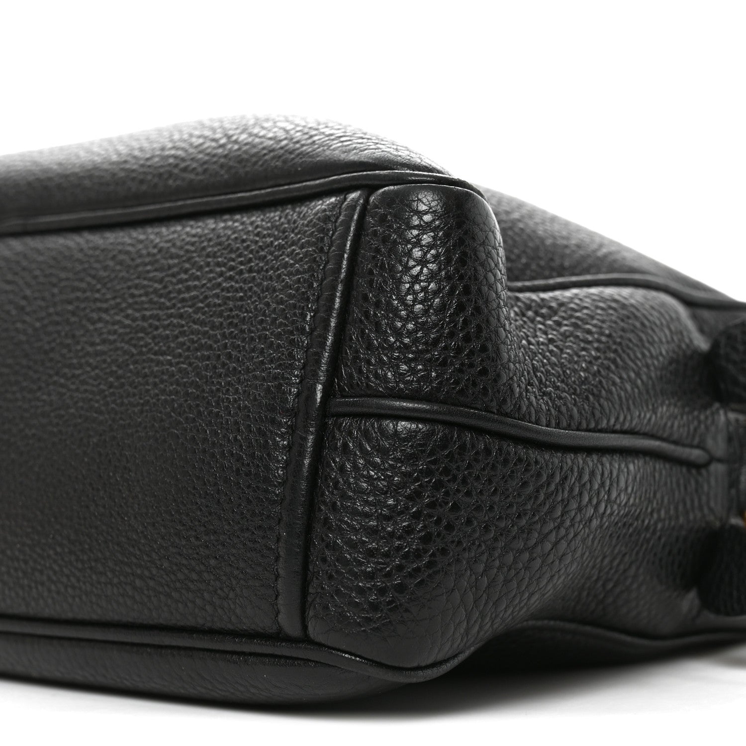 Vitello Daino Medium Double Zip Shoulder Bag Black