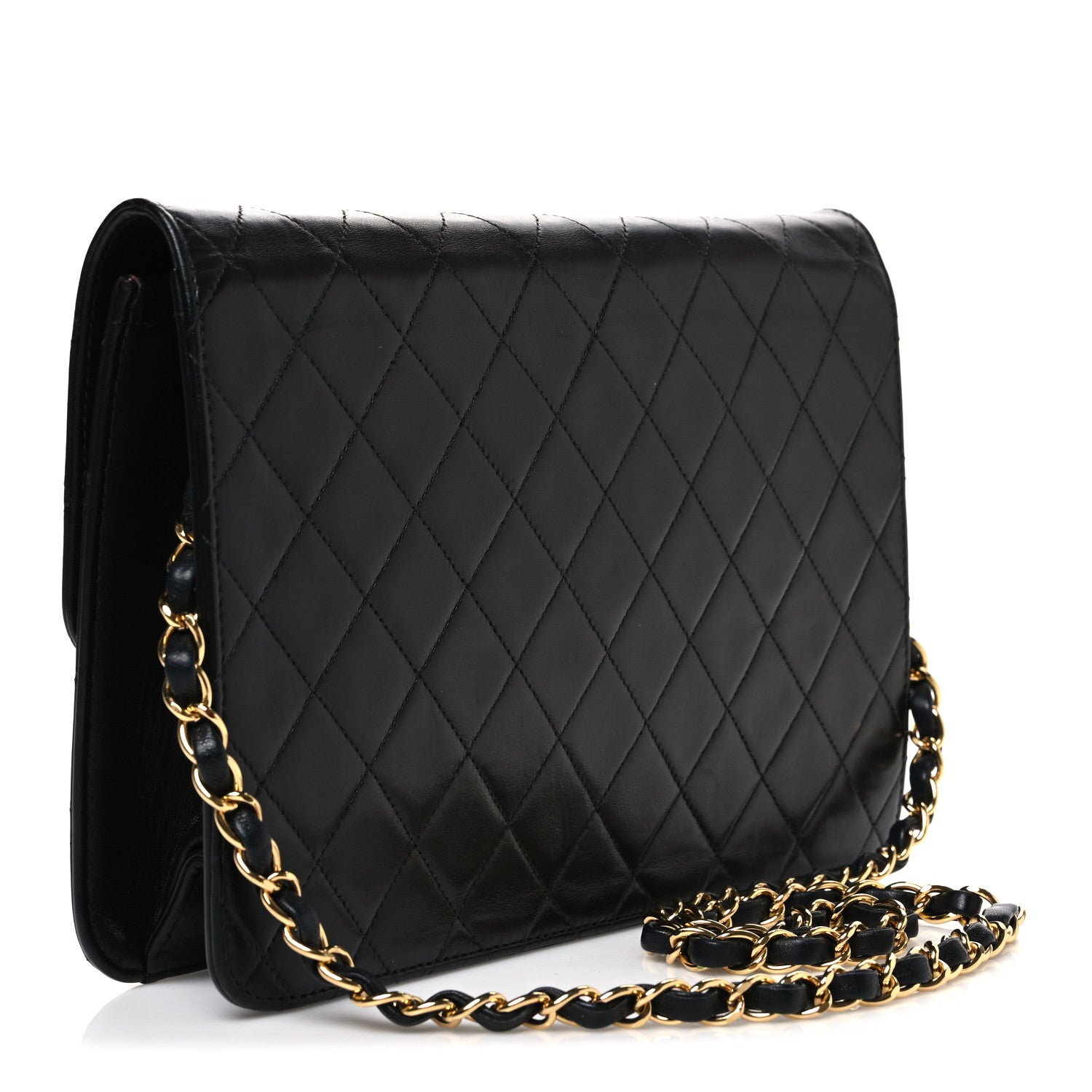 Lambskin Quilted Medium Single Flap Black