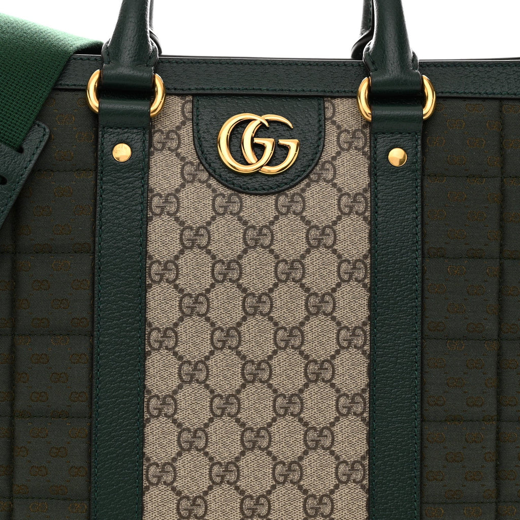 Monogram GG Mignon Textured Dollar Calfskin GG Supreme Monogram Quilted Mini GG Large Tote Bag Green Beige Ebony
