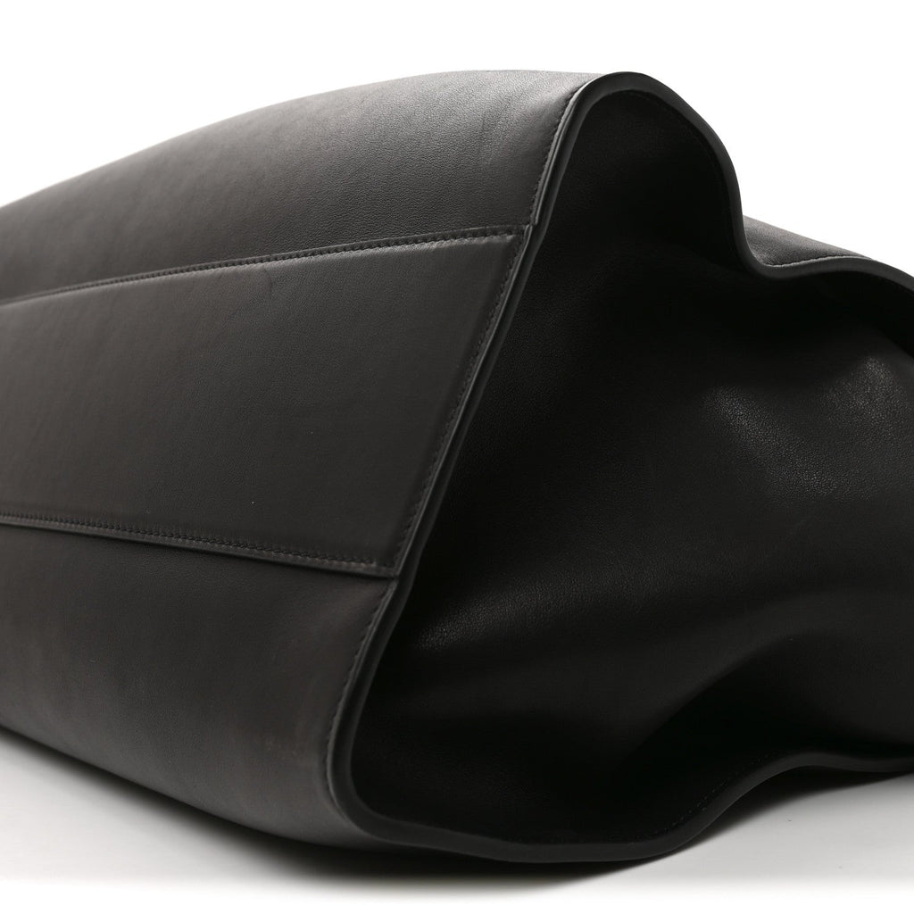 Polished Saddle Calfskin Marlo 17 Tote Bag Black