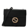 Dollar Calfskin Small Interlocking G Shoulder Bag Black