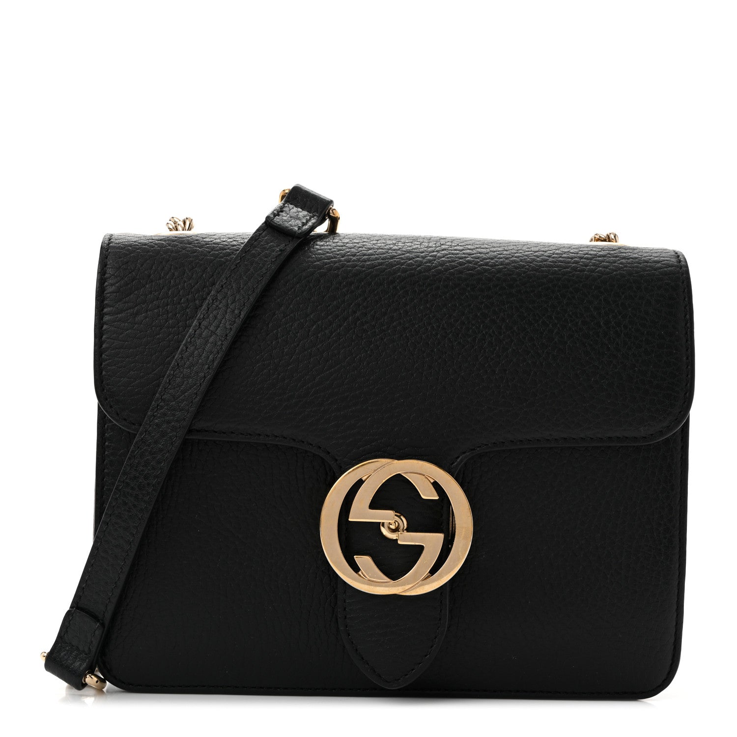 Dollar Calfskin Small Interlocking G Shoulder Bag Black
