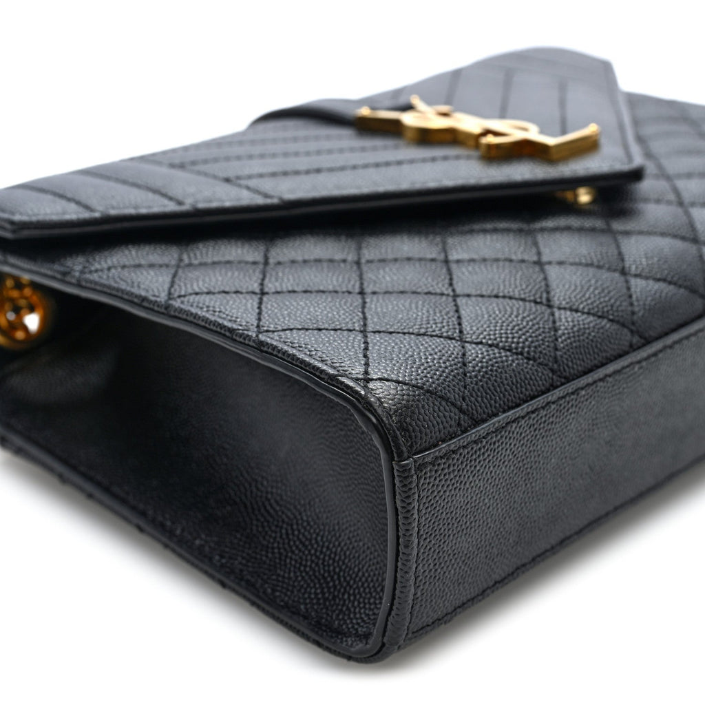 Grain De Poudre Textured Mixed Matelasse Triquilt Medium Monogram Satchel Black