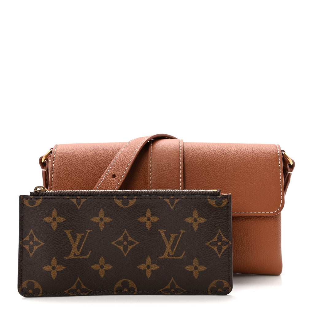 Grained Calfskin Low Key Wallet On Chain Cognac