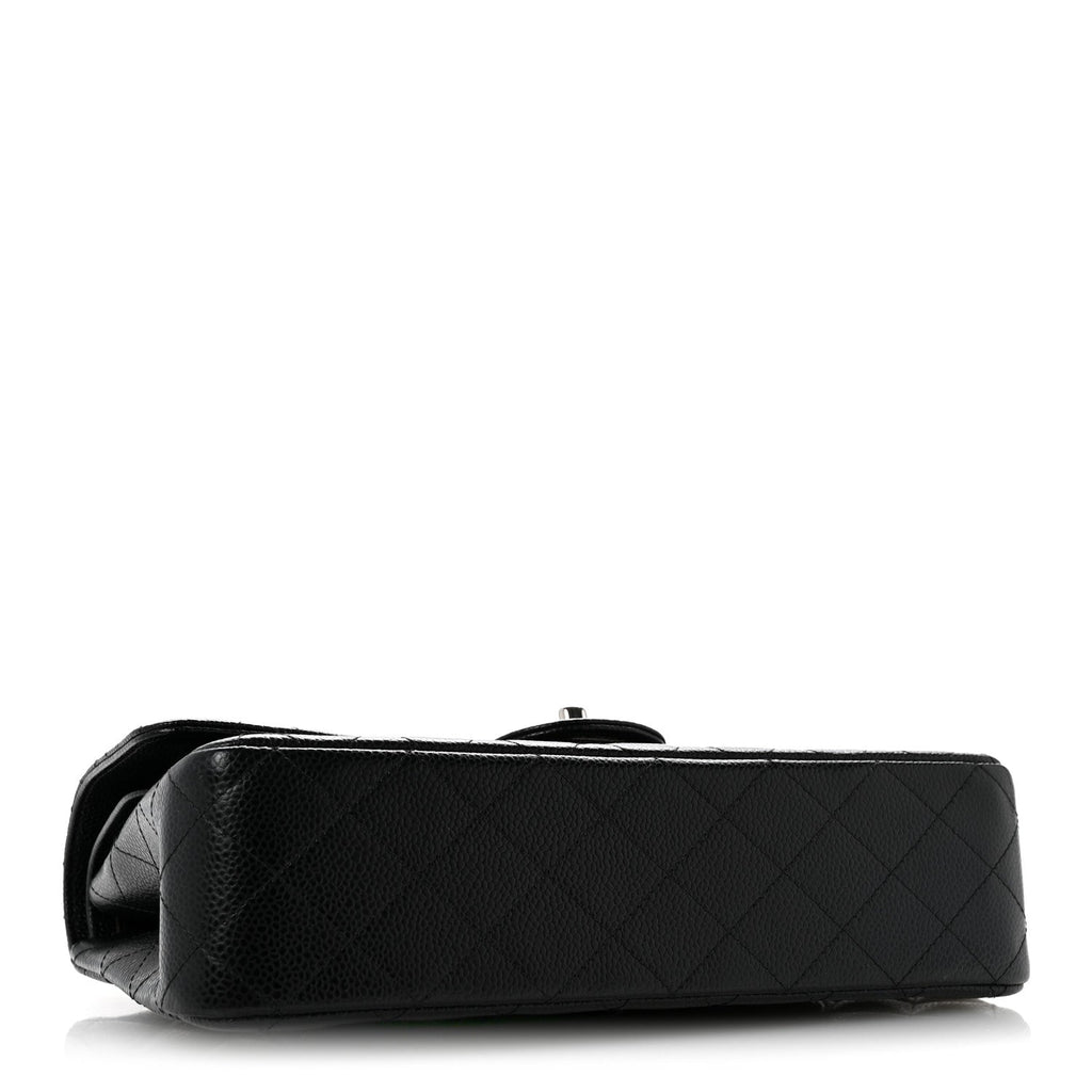 Caviar Quilted Medium Double Flap Black