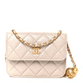 Lambskin Quilted Pearl Crush Clutch With Chain Light Purple