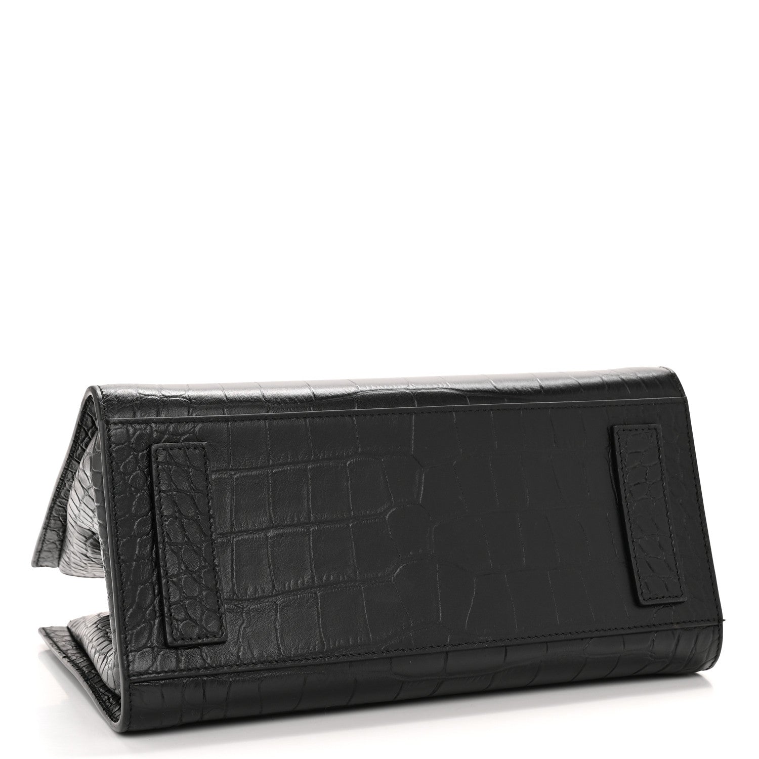 Calfskin Crocodile Embossed Medium Sharp Tote Black
