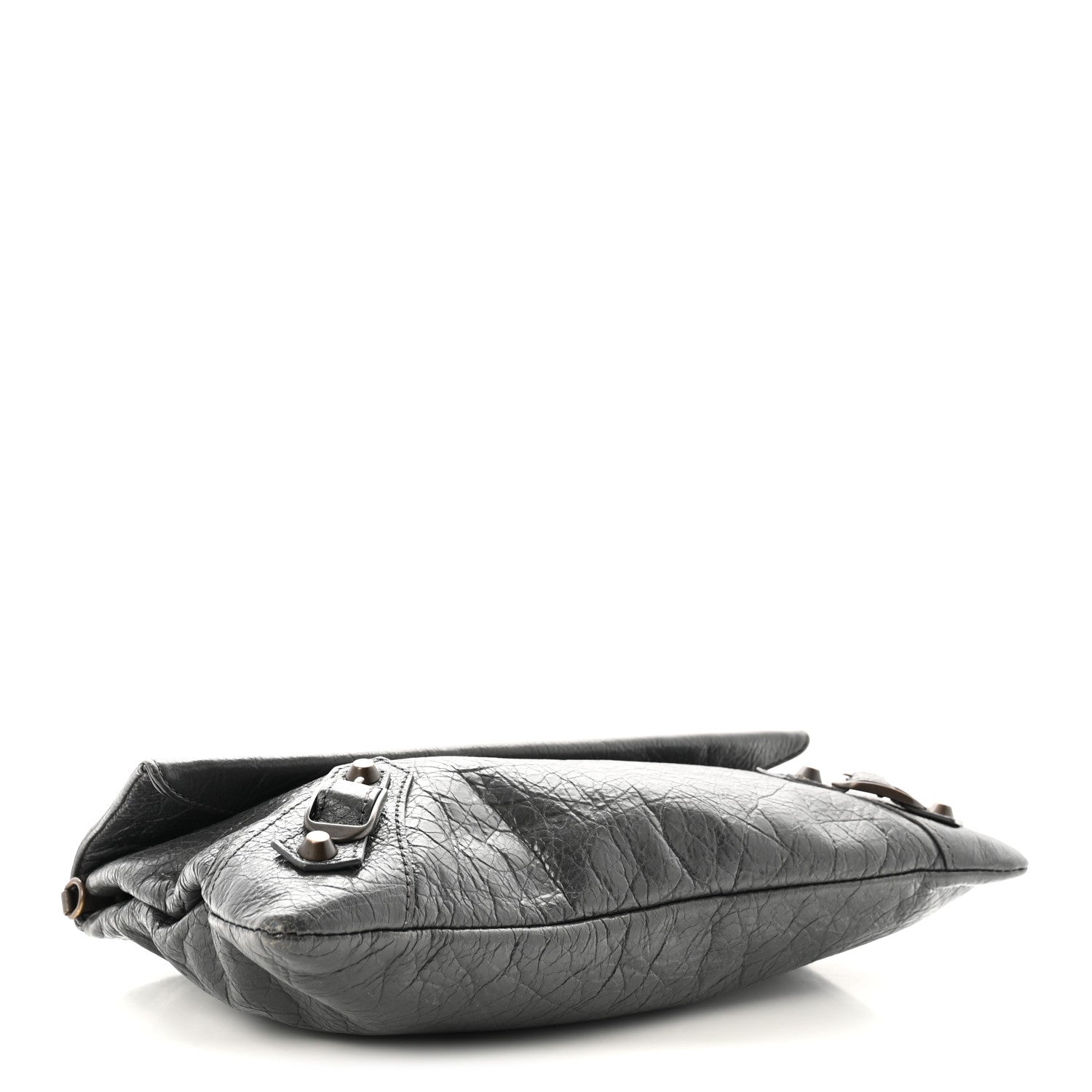 Agneau Classic Hardware Envelope Strap Clutch Gris Fossile