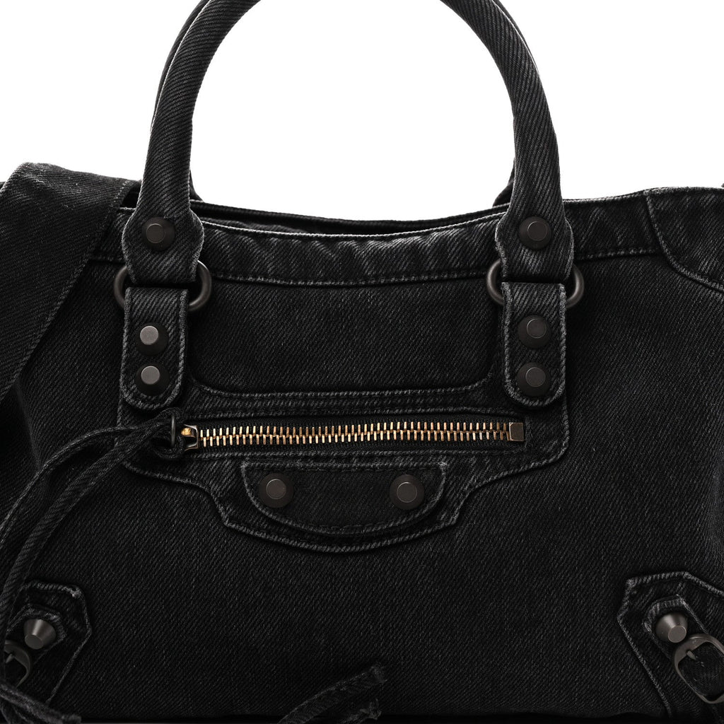 Washed Denim Classic Hardware Small Le City Black