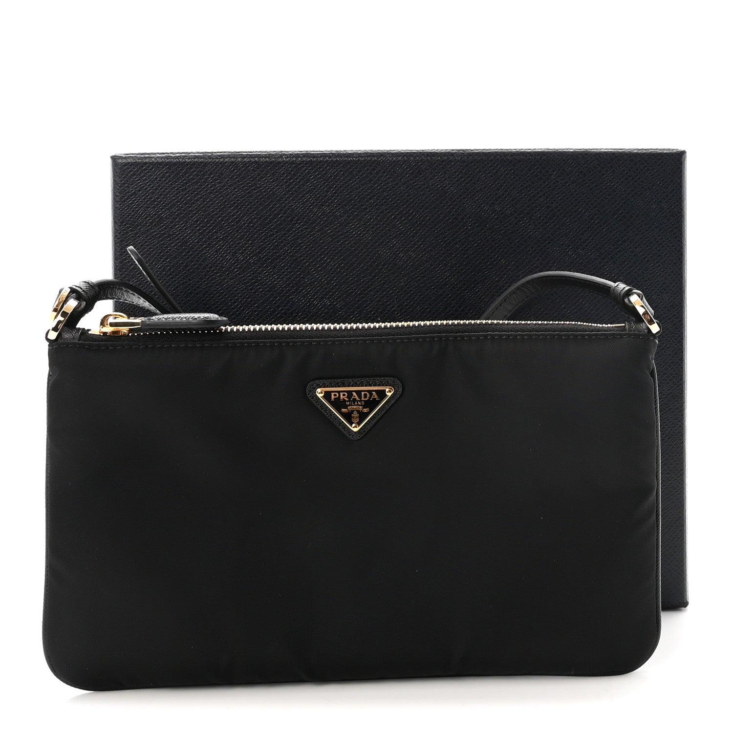 Re-Nylon Saffiano Raso Shoulder Bag Black
